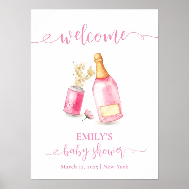 Póster Bienvenidos a Baby Shower, Chica de cerveza de cha (Frente)