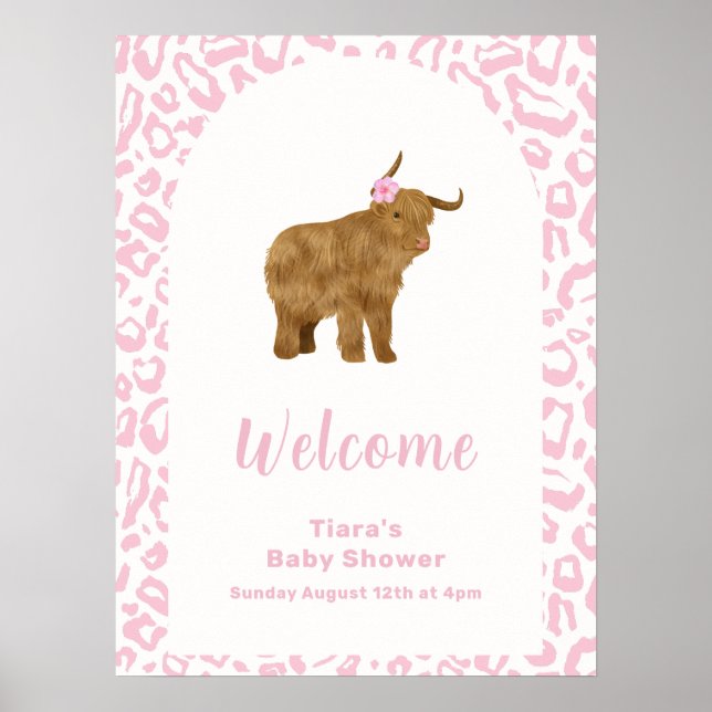 Póster Bienvenidos a Baby Shower, Chica de la vaca sagrad