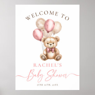 Póster Bienvenidos a Baby Shower Chica de los globos de O