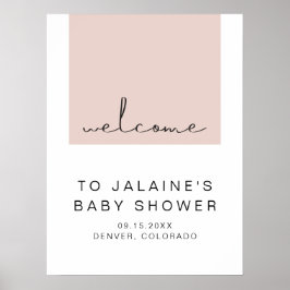 Póster Bienvenidos a Baby Shower, Chica rosa de Rubor mod