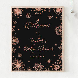 Póster Bienvenidos a Baby Shower con copas de nieve de or