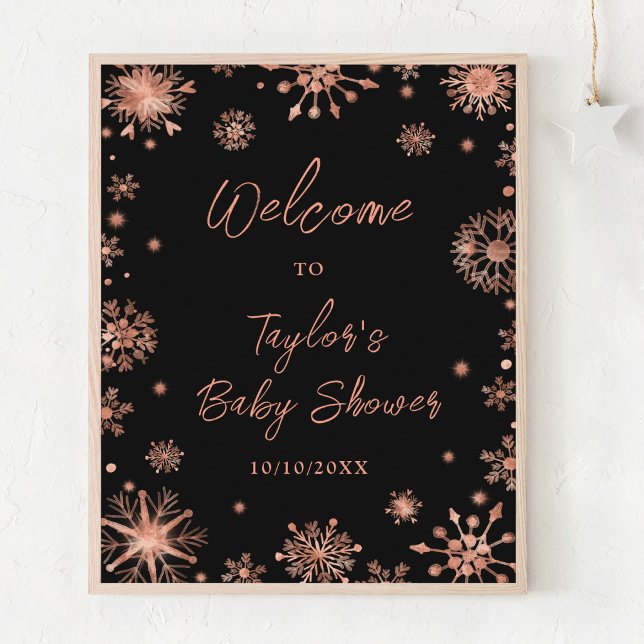 Póster Bienvenidos a Baby Shower con copas de nieve de or (Subido por el creador)