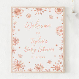 Póster Bienvenidos a Baby Shower con copas de nieve de or