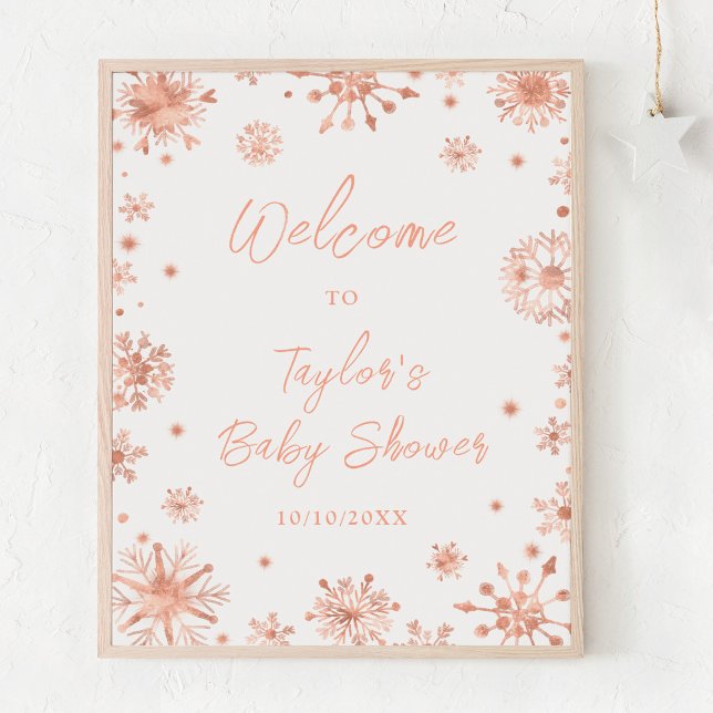 Póster Bienvenidos a Baby Shower con copas de nieve de or (Subido por el creador)