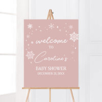 Bienvenidos a Baby Shower con copos de nieve rosad