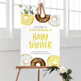 Póster Bienvenidos a Baby Shower con donativos de amarill