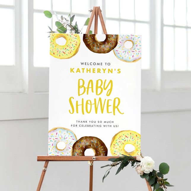 Póster Bienvenidos a Baby Shower con donativos de amarill (Subido por el creador)