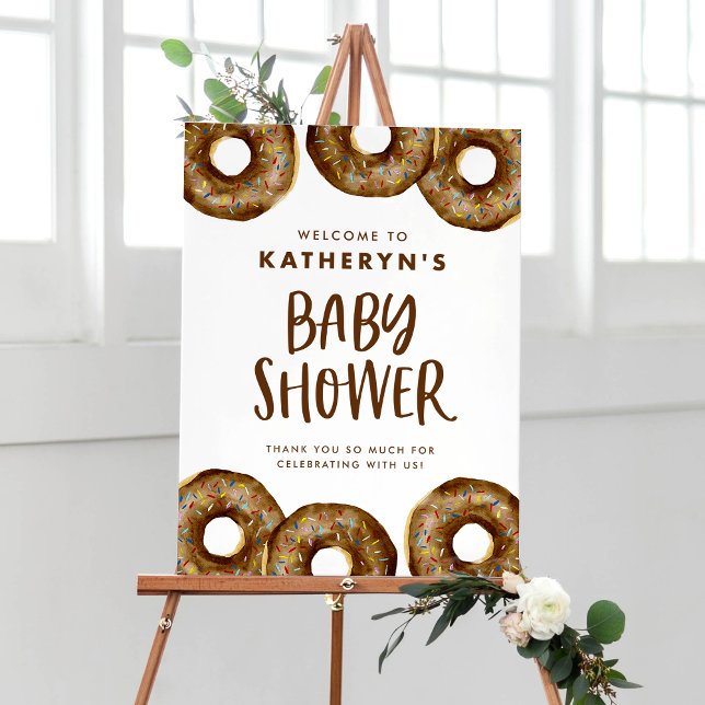Póster Bienvenidos a Baby Shower con donuts de chocolate (Subido por el creador)