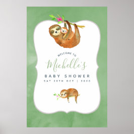 Póster Bienvenidos a Baby Shower con el tema de Watercolo