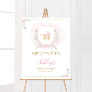 Póster Bienvenidos a Baby Shower con Elephant Blue Balloo