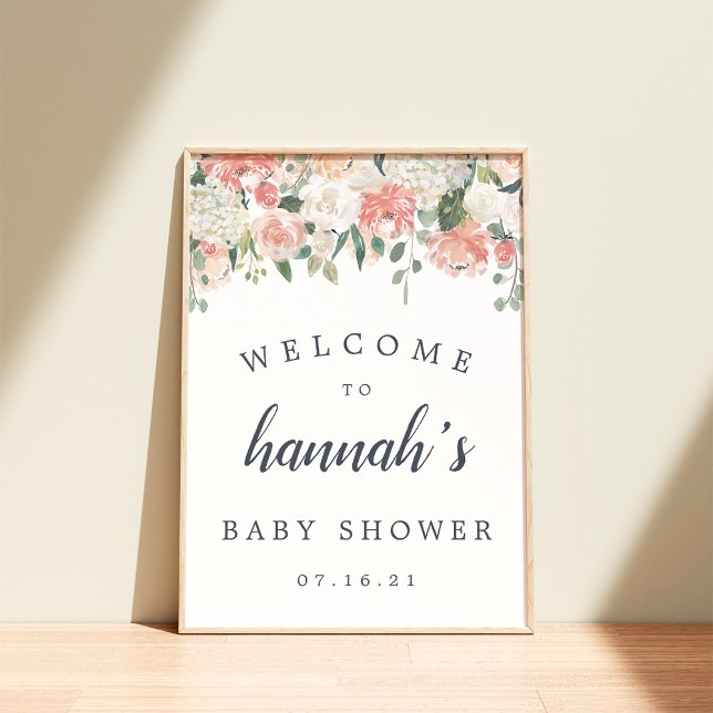 Póster Bienvenidos a Baby Shower con flores de verano med (Subido por el creador)