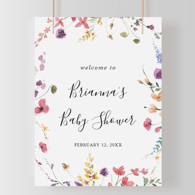 Póster Bienvenidos a Baby Shower con flores silvestres y  (Subido por el creador)