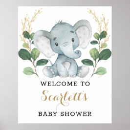 Póster Bienvenidos a Baby Shower con la moderna vegetació
