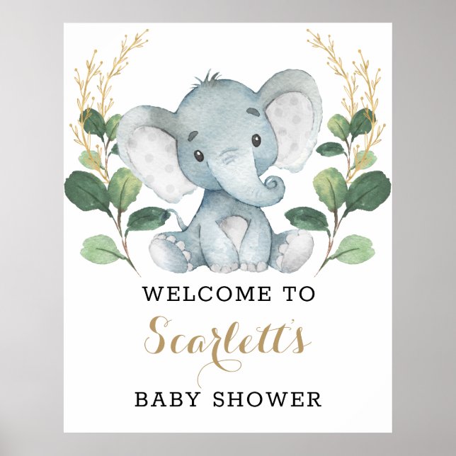 Póster Bienvenidos a Baby Shower con la moderna vegetació (Frente)