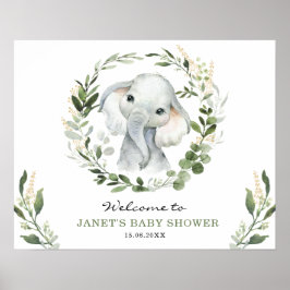 Póster Bienvenidos a Baby Shower con la moderna vegetació