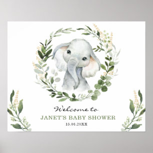 Póster Bienvenidos a Baby Shower con la moderna vegetació