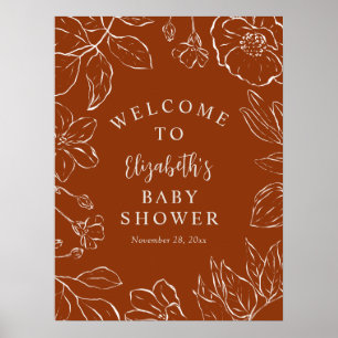 Póster Bienvenidos a Baby Shower con Naranja quemado con 