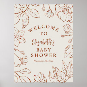 Póster Bienvenidos a Baby Shower con Naranja quemado con 