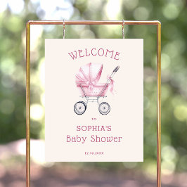 Póster Bienvenidos a Baby Shower con portadora de bebé de