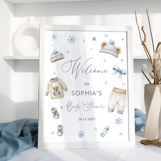 Póster Bienvenidos a Baby Shower con ropa de invierno frí (Subido por el creador)