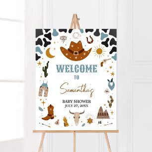 Póster Bienvenidos a Baby Shower Cowboy Wild West