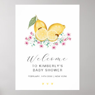 Póster Bienvenidos a Baby Shower Cutie Cutie Lemon Citrus