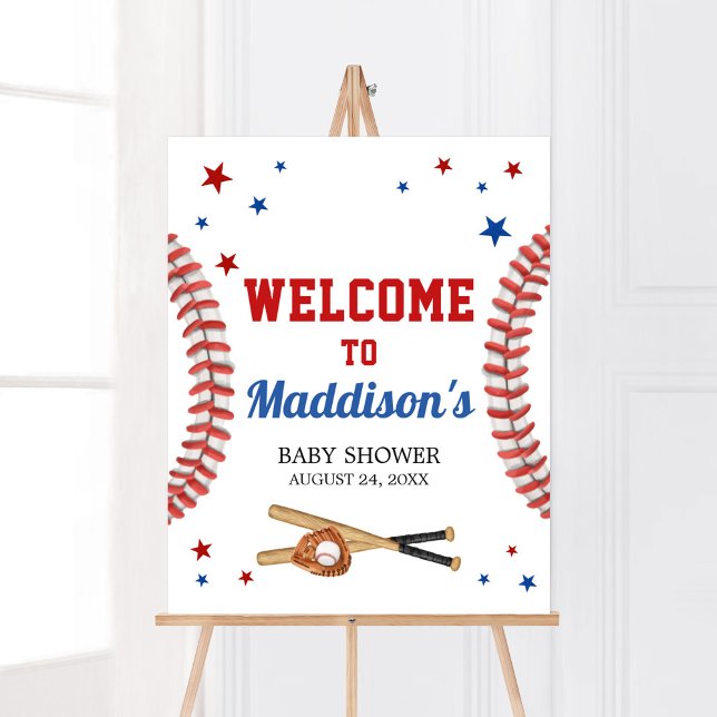 Póster Bienvenidos a Baby Shower de All Star Baseball (Sports Baby Shower Welcome Sign)