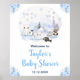 Póster Bienvenidos a Baby Shower de Animales Árticos de I