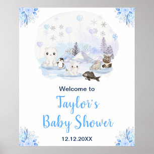 Póster Bienvenidos a Baby Shower de Animales Árticos de I