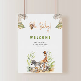Póster Bienvenidos a Baby Shower de animales de bebé de l