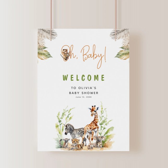 Póster Bienvenidos a Baby Shower de animales de bebé de l (Subido por el creador)