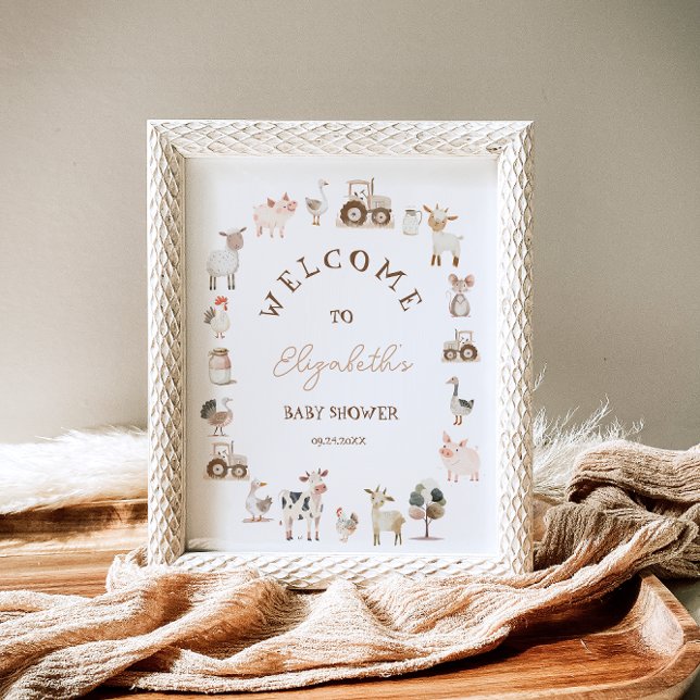Póster Bienvenidos a Baby Shower de animales de granja Ba (Subido por el creador)
