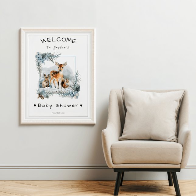 Póster Bienvenidos a Baby Shower de Animales de Invierno  (Subido por el creador)