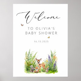 Póster Bienvenidos a Baby Shower de Animales Forestales E