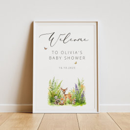 Póster Bienvenidos a Baby Shower de Animales Forestales E