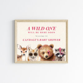 Póster Bienvenidos a Baby Shower de animales salvajes de