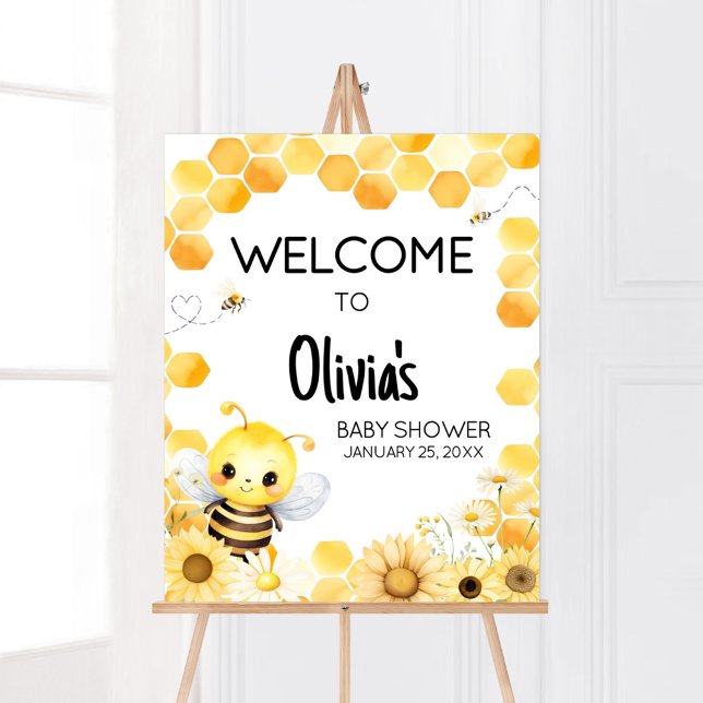 Póster Bienvenidos a Baby Shower de Babee Bee (Oh Babee Baby Shower Welcome Sign)