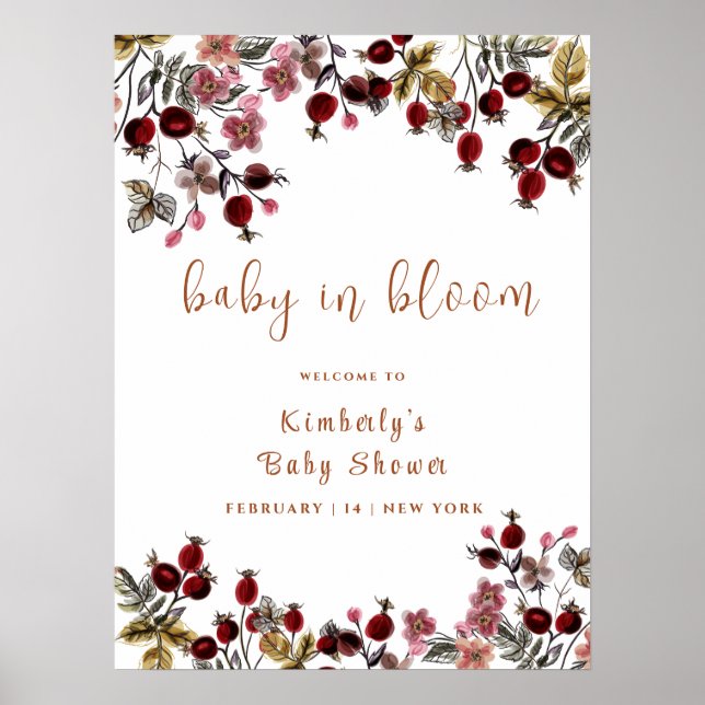 Póster Bienvenidos A Baby Shower De Baby In Bloom Wildflo (Frente)