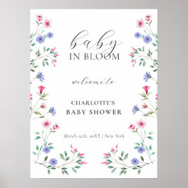 Póster Bienvenidos A Baby Shower De Baby In Bloom Wildflo