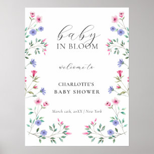 Póster Bienvenidos A Baby Shower De Baby In Bloom Wildflo