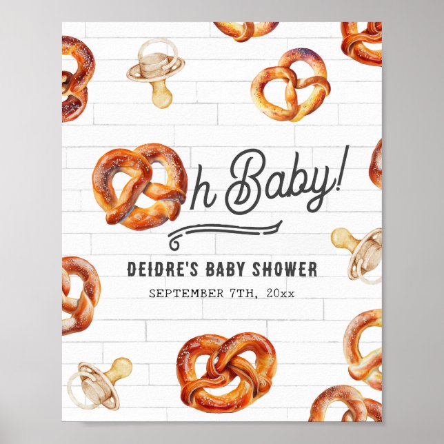 Póster Bienvenidos a Baby Shower de Baby Pretzels y Pacif (Frente)