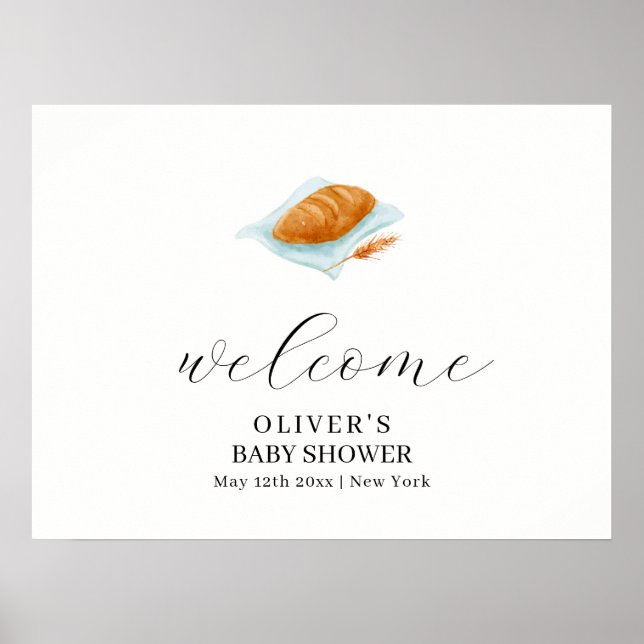 Póster Bienvenidos A Baby Shower De Baking Bun Rústico En (Frente)