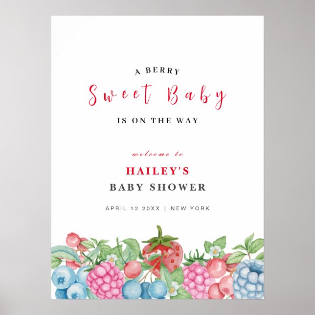 Póster Bienvenidos a Baby Shower de Berry Sweet Modern