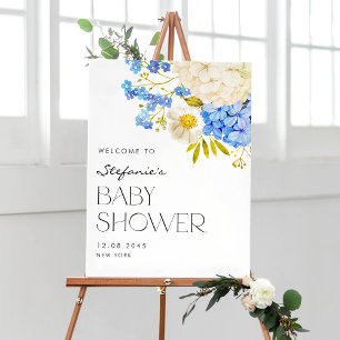 Póster Bienvenidos a Baby Shower de Blue and White Hydran