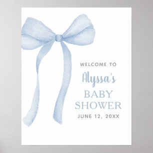 Póster Bienvenidos a Baby Shower de Blue Bow Coquette