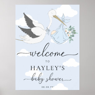 Póster Bienvenidos a Baby Shower de Blue Stork