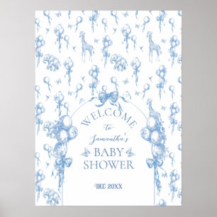 Póster Bienvenidos a Baby Shower de Blue Toile Safari Ani