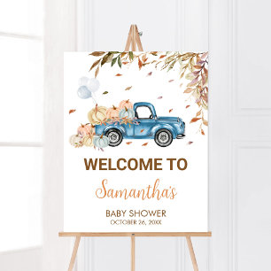 Póster Bienvenidos a Baby Shower de Blue Truck Pumpkin