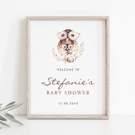 Póster Bienvenidos a Baby Shower de Boho Mami y Baby Owen