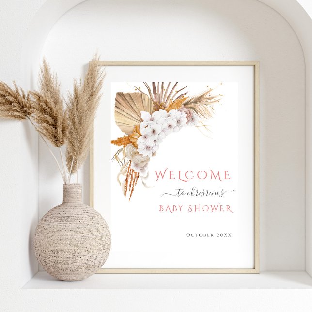 Póster Bienvenidos a Baby Shower de Boho Moda Watercolor  (Subido por el creador)